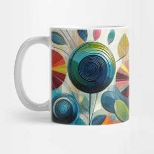 Abstract Blue Red Yellow Flower Mug